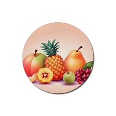 Fruit Pattern Apple Abstract Food Rubber Coaster (round) by Proyonanggan