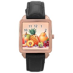 Fruit Pattern Apple Abstract Food Rose Gold Leather Watch  by Proyonanggan