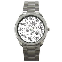 Snowflake-icon-vector-christmas-seamless-background-531ed32d02319f9f1bce1dc6587194eb Sport Metal Watch by saad11