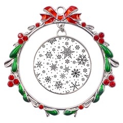 Snowflake-icon-vector-christmas-seamless-background-531ed32d02319f9f1bce1dc6587194eb Metal X mas Wreath Ribbon Ornament by saad11