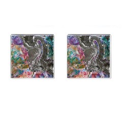 Wing On Abstract Delta Cufflinks (square) by kaleidomarblingart
