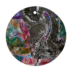 Wing On Abstract Delta Round Ornament (two Sides) by kaleidomarblingart
