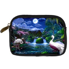 Flamingo Paradise Scenic Bird Fantasy Moon Paradise Waterfall Magical Nature Digital Camera Leather Case by Ndabl3x