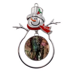 Tribal Elephant Metal Snowman Ornament by Ndabl3x
