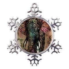 Tribal Elephant Metal Large Snowflake Ornament by Ndabl3x