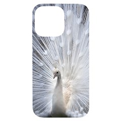 White Peacock Bird Iphone 14 Pro Max Black Uv Print Case by Ndabl3x