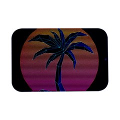 Abstract 3d Art Holiday Island Palm Tree Pink Purple Summer Sunset Water Open Lid Metal Box (silver)   by Cemarart