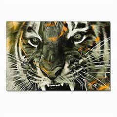 Angry Tiger Animal Broken Glasses Postcard 4 x 6  (pkg Of 10) by Cemarart