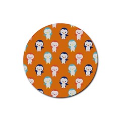 Cute Penguin Funny Pattern Rubber Round Coaster (4 Pack) by Grandong