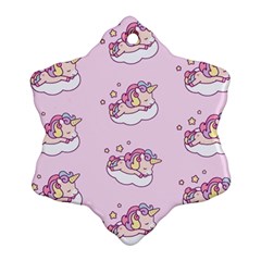 Unicorn Clouds Colorful Cute Pattern Sleepy Snowflake Ornament (two Sides) by Grandong