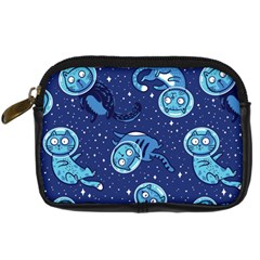 Cat Astronaut Space Suit Pattern Digital Camera Leather Case by Cemarart