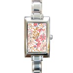 Red Flower Seamless Floral Flora Rectangle Italian Charm Watch