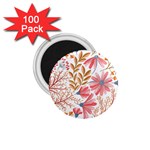 Red Flower Seamless Floral Flora 1.75  Magnets (100 pack) 