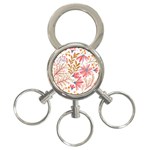 Red Flower Seamless Floral Flora 3-Ring Key Chain