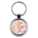 Red Flower Seamless Floral Flora Key Chain (Round)