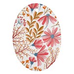 Red Flower Seamless Floral Flora Oval Ornament (Two Sides)