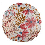 Red Flower Seamless Floral Flora Large 18  Premium Round Cushions