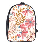 Red Flower Seamless Floral Flora School Bag (XL)