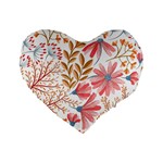 Red Flower Seamless Floral Flora Standard 16  Premium Flano Heart Shape Cushions