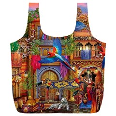 Arabian Street Art Colorful Peacock Tiger Man Parrot Horse Dancer Fantasy Full Print Recycle Bag (xxxl) by Cemarart