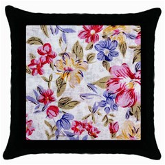 Flower Texture, Knitted Texture, Background With Big Red Throw Pillow Case (black) by nateshop