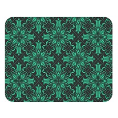 Green Damask Pattern Vintage Floral Pattern, Green Vintage Premium Plush Fleece Blanket (large)