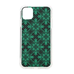 Green Damask Pattern Vintage Floral Pattern, Green Vintage Iphone 11 Tpu Uv Print Case