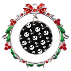 Jack Print, White, Before, Plain, Black, Simple, Christmas Metal X mas Wreath Ribbon Ornament