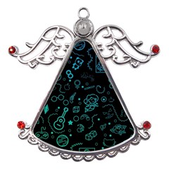 Cartoon, Halloween, Black, Dark Metal Angel With Crystal Ornament by nateshop
