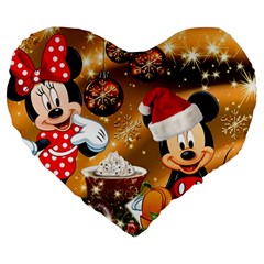 Cartoons, Disney, Merry Christmas, Minnie Large 19  Premium Flano Heart Shape Cushions by nateshop