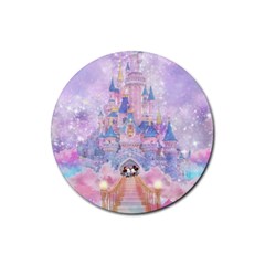 Disney Castle, Mickey And Minnie Rubber Coaster (round) by nateshop