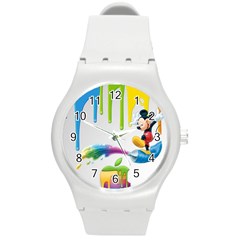 Mickey Mouse, Apple Iphone, Disney, Logo Round Plastic Sport Watch (m) by nateshop