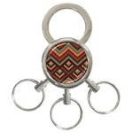 Fabric Abstract Pattern Fabric Textures, Geometric 3-Ring Key Chain