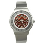 Fabric Abstract Pattern Fabric Textures, Geometric Stainless Steel Watch