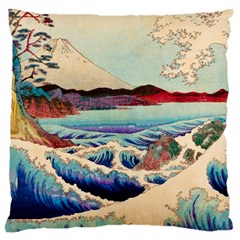 Wave Japanese Mount Fuji Large Cushion Case (two Sides) by Grandong