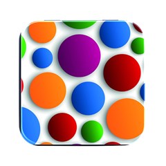 Abstract Dots Colorful Square Metal Box (black) by nateshop