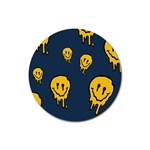 Aesthetic, Blue, Mr, Patterns, Yellow, Tumblr, Hello, Dark Rubber Round Coaster (4 pack)