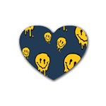 Aesthetic, Blue, Mr, Patterns, Yellow, Tumblr, Hello, Dark Rubber Coaster (Heart)