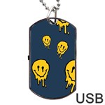 Aesthetic, Blue, Mr, Patterns, Yellow, Tumblr, Hello, Dark Dog Tag USB Flash (One Side)