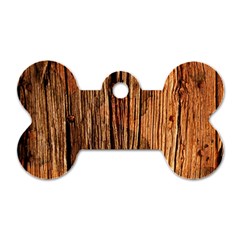Brown Wooden Texture Dog Tag Bone (one Side)