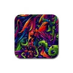 Colorful Floral Patterns, Abstract Floral Background Rubber Coaster (square) by nateshop