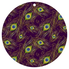 Feathers, Peacock, Patterns, Colorful Uv Print Acrylic Ornament Round by nateshop