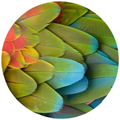 Parrot Feathers Texture Feathers Backgrounds Wooden Puzzle Round by nateshop