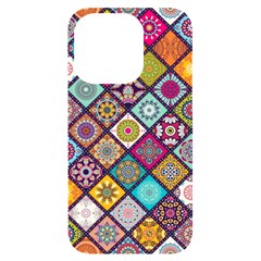 Pattern, Colorful, Floral, Patter, Texture, Tiles Iphone 14 Pro Black Uv Print Case by nateshop