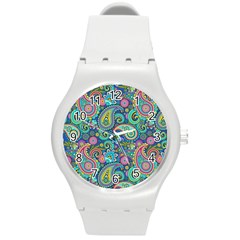 Patterns, Green Background, Texture, Hd Wallpaper Round Plastic Sport Watch (m) by nateshop