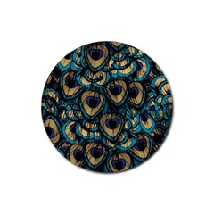 Peacock Feathers, Bird, Spirituality, Symbol, Spiritual, Rubber Round Coaster (4 Pack) by nateshop