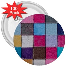Tile, Colorful, Squares, Texture 3  Buttons (100 Pack)  by nateshop
