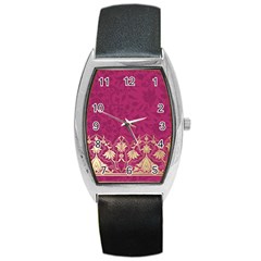 Vintage Pink Texture, Floral Design, Floral Texture Patterns, Barrel Style Metal Watch by nateshop