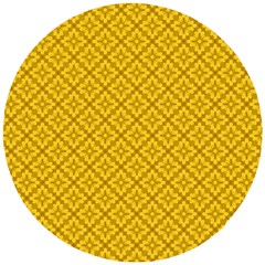 Yellow Floral Pattern Vintage Pattern, Yellow Background, Wooden Puzzle Round by nateshop