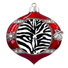 Zebra-black White Metal Snowflake And Bell Red Ornament by nateshop